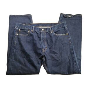 Levis 505 Jeans Mens 40x32 Blue Regular Straight Dark Wash Denim Pants Classic